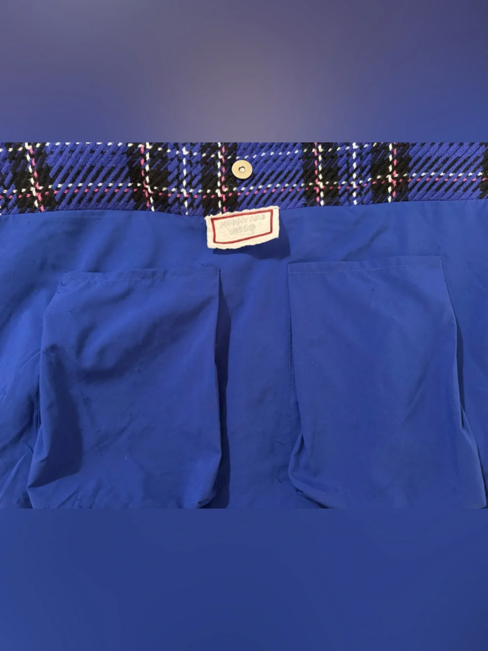 Johnny Was Mila Blue Plaid Embroidered Tote Bag - Picture 12 of 15